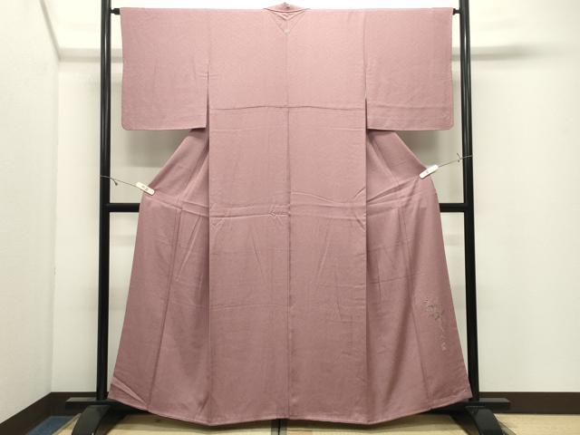平和屋着物●京加賀友禅 百貫達雄 色無地 退紅色 正絹 逸品 CABK2533gh