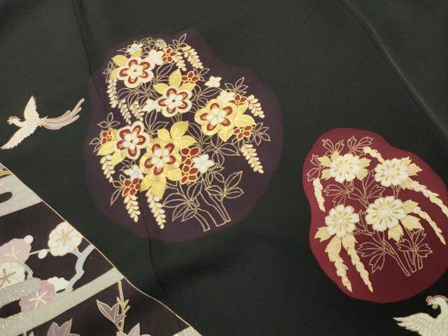 平和屋着物●豪華黒留袖 作家物 駒刺繍 鳳凰花文 金彩 正絹 逸品 CABK2549gh