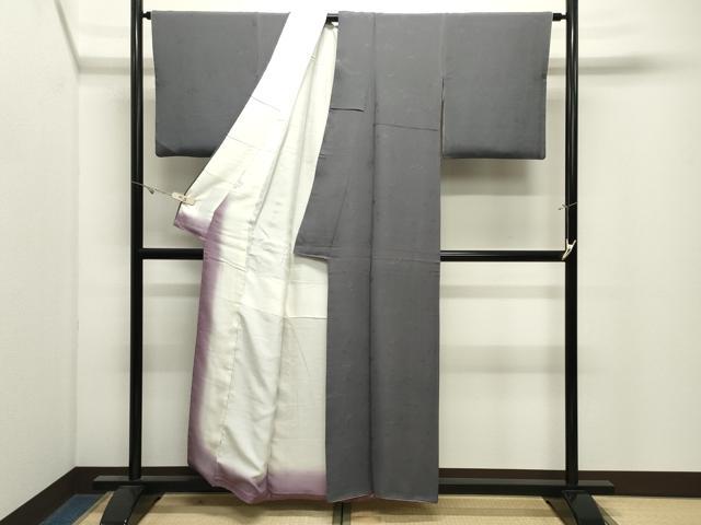 平和屋着物●上質な色無地 草花地紋 藤煤竹色 工芸染織小いけ扱い 正絹 逸品 CABK2558gh