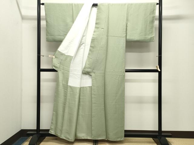 平和屋着物●上質な色無地 紋意匠 若葉色 正絹 逸品 未使用 CABK2575gh