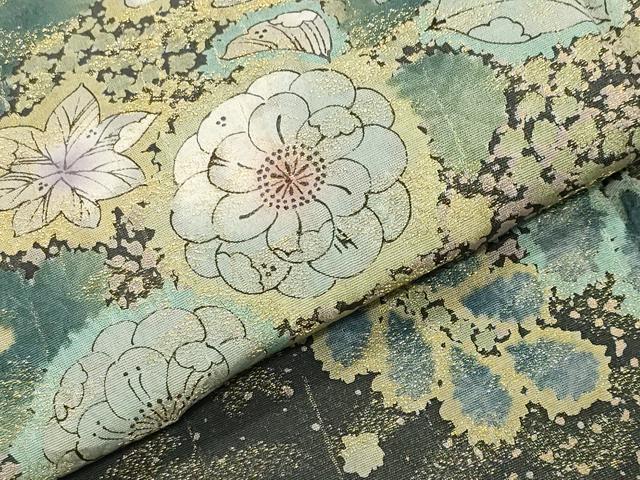 平和屋着物●訪問着 辻が花 絞り 暈し染め 金通し地 正絹 逸品 CABK2577gh
