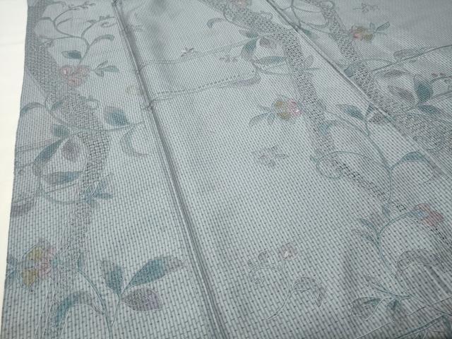 平和屋着物●中国三大刺繍 スワトウ刺繍 総刺繍 本場縞大島紬 更紗花唐草文 正絹 逸品 CABK2591gh