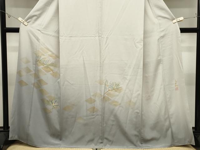 平和屋着物●人間国宝 福田喜三郎 訪問着 刺繍 枝松文 暈し染め 金彩 正絹 逸品 CABK2596gh