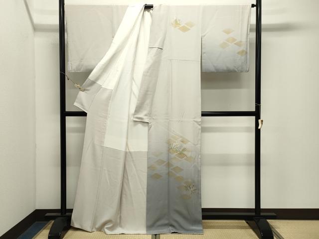 平和屋着物●人間国宝 福田喜三郎 訪問着 刺繍 枝松文 暈し染め 金彩 正絹 逸品 CABK2596gh
