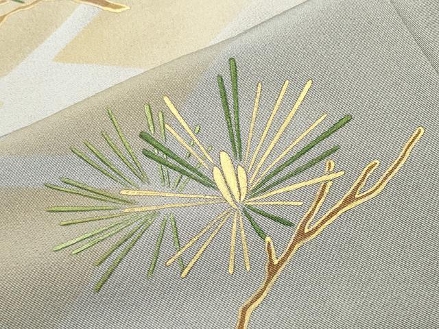平和屋着物●人間国宝 福田喜三郎 訪問着 刺繍 枝松文 暈し染め 金彩 正絹 逸品 CABK2596gh
