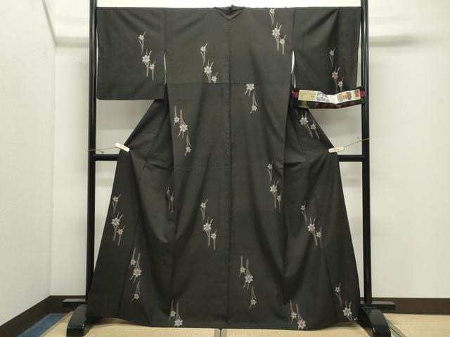 平和屋着物●本場大島紬 泥染め 総絣 地空き 草花文 前田紬工芸謹製 証紙付き 正絹 逸品 CABK2602gh