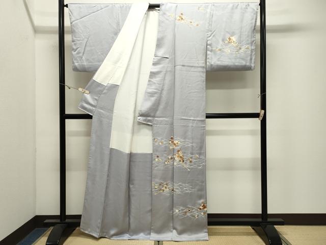 平和屋着物●訪問着 駒刺繍 扇面溢れ松葉花文 金彩 正絹 逸品 CABK2611gh
