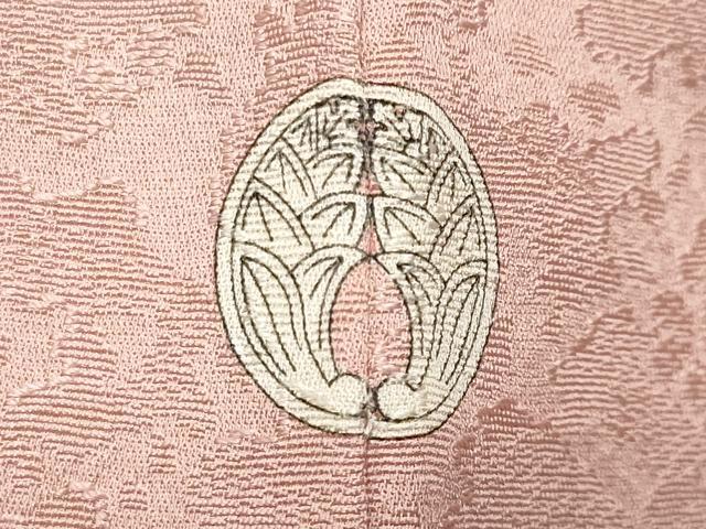 平和屋着物●上質な色無地 舞花地紋 薄柿色 さが美扱い 正絹 逸品 未使用 CABK2623gh