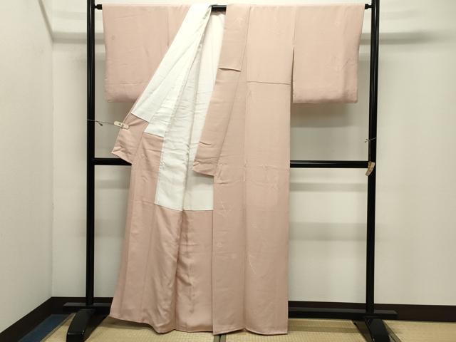 平和屋着物●上質な色無地 抽象地紋 洗柿色 正絹 逸品 CABK2629gh