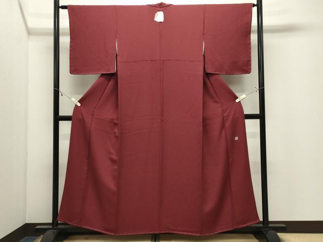 平和屋着物●京加賀友禅 百貫達雄監修 色無地 蘇芳色 正絹 逸品 未使用 CABK2632gh