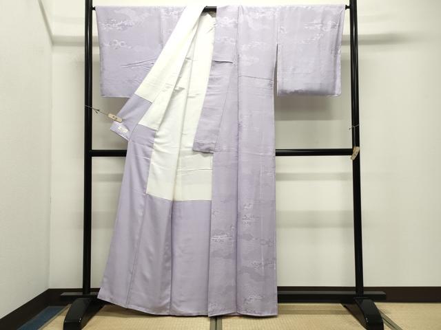 平和屋着物●上質な色無地 雲重ね花地紋 白藤色 やまと誂製 正絹 逸品 未使用 CABK2650gh