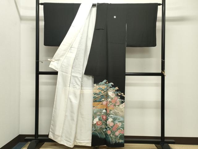 平和屋着物●豪華黒留袖 作家物 刺繍 風景花文 暈し染め 金銀彩 正絹 逸品 CABK2661gh