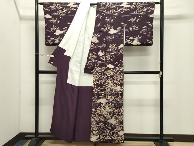 平和屋着物●訪問着 風景松竹梅花文 鬼しぼ縮緬 三越扱い 正絹 逸品 CABK2667gh