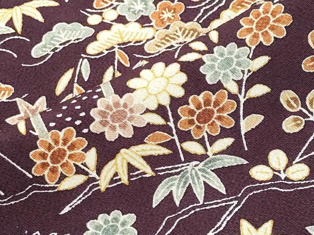 平和屋着物●訪問着 風景松竹梅花文 鬼しぼ縮緬 三越扱い 正絹 逸品 CABK2667gh