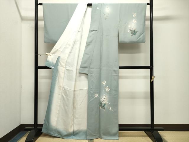 平和屋着物●訪問着 友禅 草花文 暈し染め 正絹 逸品 CABK2674gh