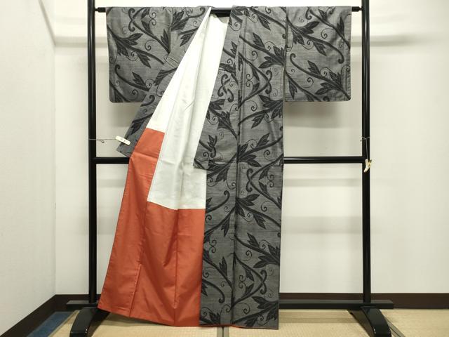 平和屋着物●本場大島紬 9マルキ 蔦の葉文 正絹 逸品 CABK2680gh