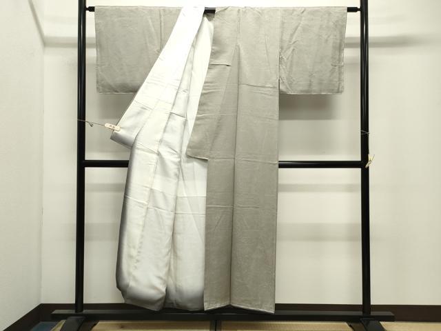 平和屋着物●上質な色無地 雲重ね地紋 灰汁色 正絹 逸品 未使用 CABK2686gh