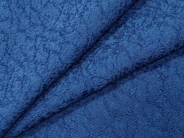 平和屋着物●上質な色無地 霞地紋 紺色 正絹 逸品 CABK2689gh