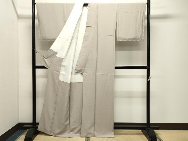 平和屋着物●上質な色無地 草花地紋 亜麻色 正絹 逸品 CABK2693gh