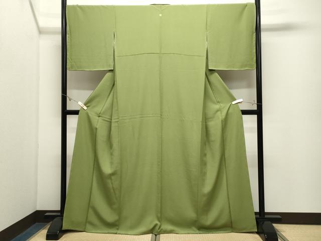 平和屋着物●上質な色無地 青丹色 正絹 逸品 未使用 CABK2694gh