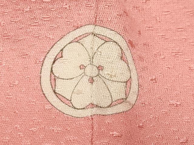 平和屋着物●上質な色無地 枝花地紋 珊瑚色 西武百貨店扱い 正絹 逸品 CABK2696gh