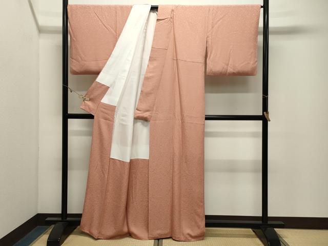平和屋着物●上質な色無地 霞地紋 穴色 正絹 逸品 CABK2698gh