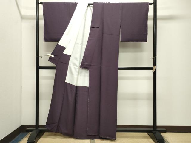 平和屋着物●上質な色無地 紋意匠 深紫色 正絹 逸品 未使用 CABK2699gh