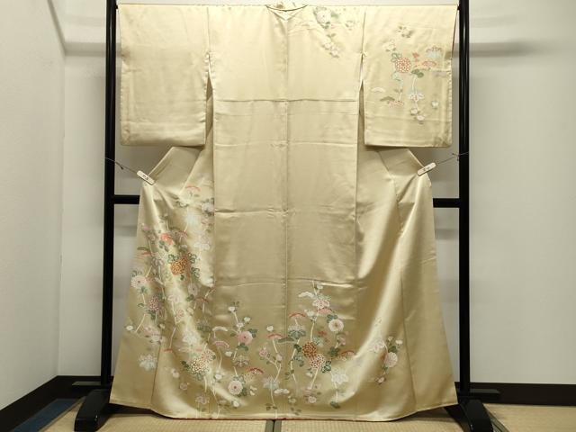 平和屋着物●訪問着 駒刺繍 草花文 金彩 正絹 逸品 CABK2700gh