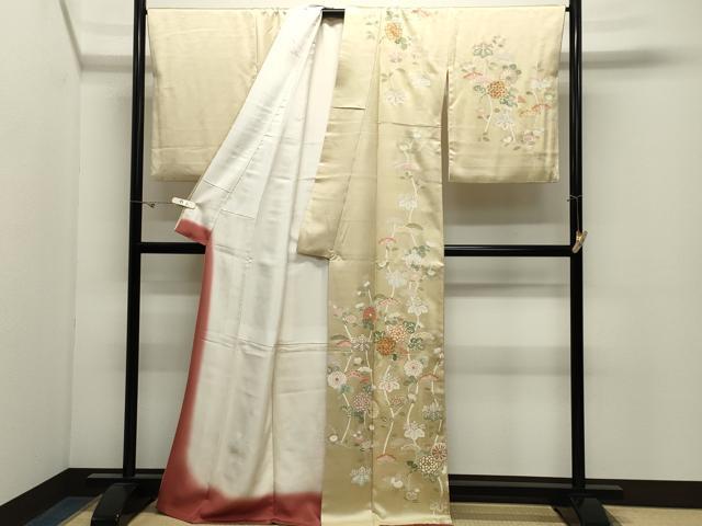 平和屋着物●訪問着 駒刺繍 草花文 金彩 正絹 逸品 CABK2700gh