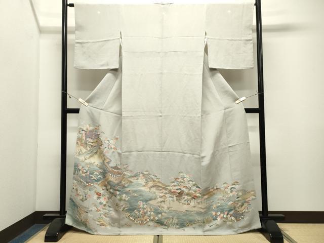 平和屋着物●豪華色留袖 風景松竹梅文 暈し染め 鬼しぼ縮緬 三越扱い 正絹 逸品 CABK2702gh