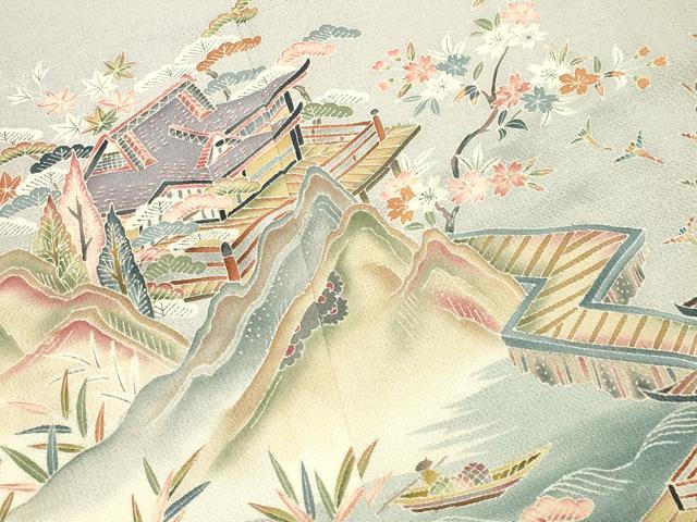 平和屋着物●豪華色留袖 風景松竹梅文 暈し染め 鬼しぼ縮緬 三越扱い 正絹 逸品 CABK2702gh