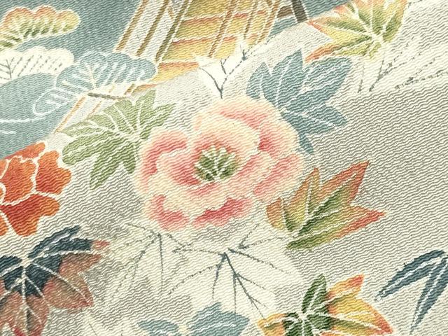 平和屋着物●豪華色留袖 風景松竹梅文 暈し染め 鬼しぼ縮緬 三越扱い 正絹 逸品 CABK2702gh