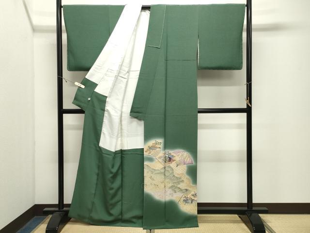 平和屋着物●友禅師・京の名工・伝統工芸士・樽本伊勢蔵 色留袖 暈し染め 扇面人物風景文 金銀彩 正絹 逸品 未使用 CABK2709gh