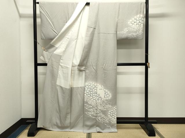 平和屋着物●東京友禅 菅有鬼一 訪問着 鷺 暈し染め 金彩 正絹 逸品 CABK2717gh