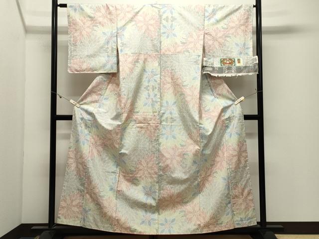 平和屋着物●本場大島紬 白大島 7マルキ 舞花文 関糸村島謹製 証紙付き 正絹 逸品 未使用 CABK2727gh