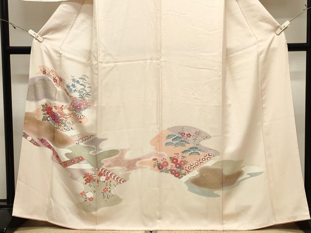 平和屋着物●訪問着 花車文 暈し染め 金彩 反端付き 正絹 逸品 CABK2728gh