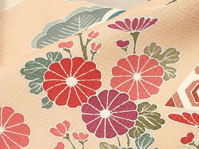 平和屋着物●訪問着 花車文 暈し染め 金彩 反端付き 正絹 逸品 CABK2728gh