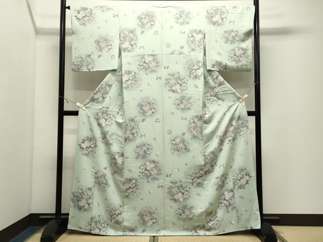 平和屋着物●上質な小紋 草花文 暈し染め 正絹 逸品 CABK2731gh