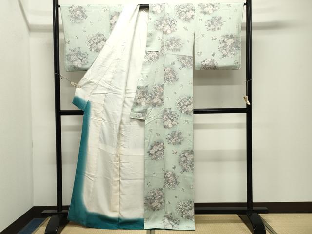 平和屋着物●上質な小紋 草花文 暈し染め 正絹 逸品 CABK2731gh