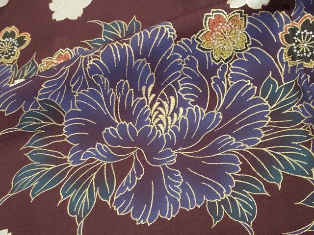 平和屋着物●豪華振袖・長襦袢セット 牡丹花文 金銀彩 正絹 逸品 CABK2742gh