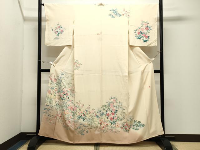 平和屋着物●訪問着 友禅 作家物 鴛鴦花文 暈し染め 正絹 逸品 CABK2746gh