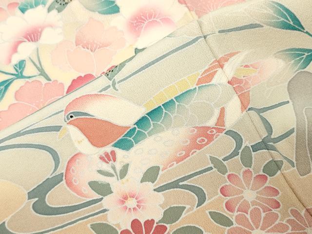 平和屋着物●訪問着 友禅 作家物 鴛鴦花文 暈し染め 正絹 逸品 CABK2746gh