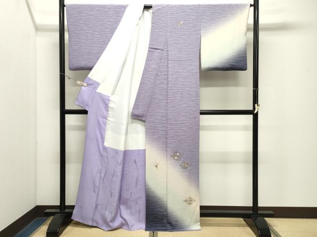 平和屋着物●訪問着 刺繍 松皮菱花文 暈し染め 金糸 鬼しぼ縮緬 正絹 逸品 CABK2755gh