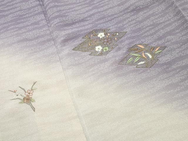 平和屋着物●訪問着 刺繍 松皮菱花文 暈し染め 金糸 鬼しぼ縮緬 正絹 逸品 CABK2755gh
