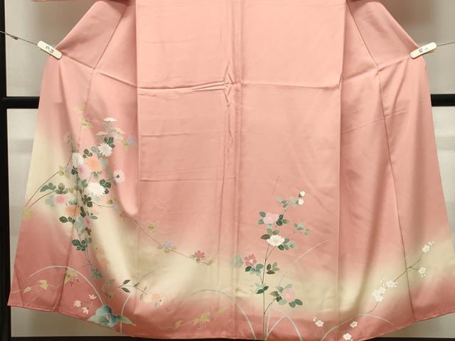 平和屋着物●訪問着 枝花文 暈し染め 正絹 逸品 CABK2758gh