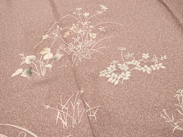 平和屋着物●訪問着 刺繍 草花文 正絹 逸品 CABK2759gh