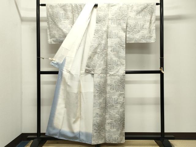 平和屋着物●本場大島紬 白大島 風景文 正絹 逸品 未使用 CABK2761gh