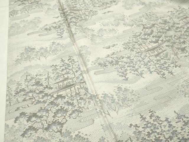 平和屋着物●本場大島紬 白大島 風景文 正絹 逸品 未使用 CABK2761gh