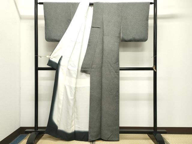 平和屋着物●江戸小紋 鮫小紋柄 黒地 鬼しぼ縮緬 正絹 逸品 未使用 CABK2762gh