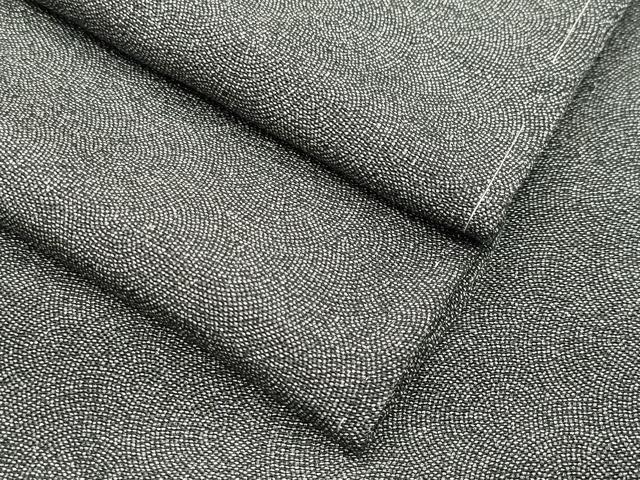 平和屋着物●江戸小紋 鮫小紋柄 黒地 鬼しぼ縮緬 正絹 逸品 未使用 CABK2762gh